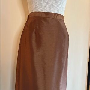 Brown Midi Pencil Skirt for Work